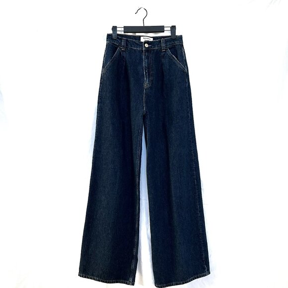 Reformation Miami Pleated High Waist Trouser Jeans, Tatum (Dark Indigo), Size 26 - Picture 2 of 6